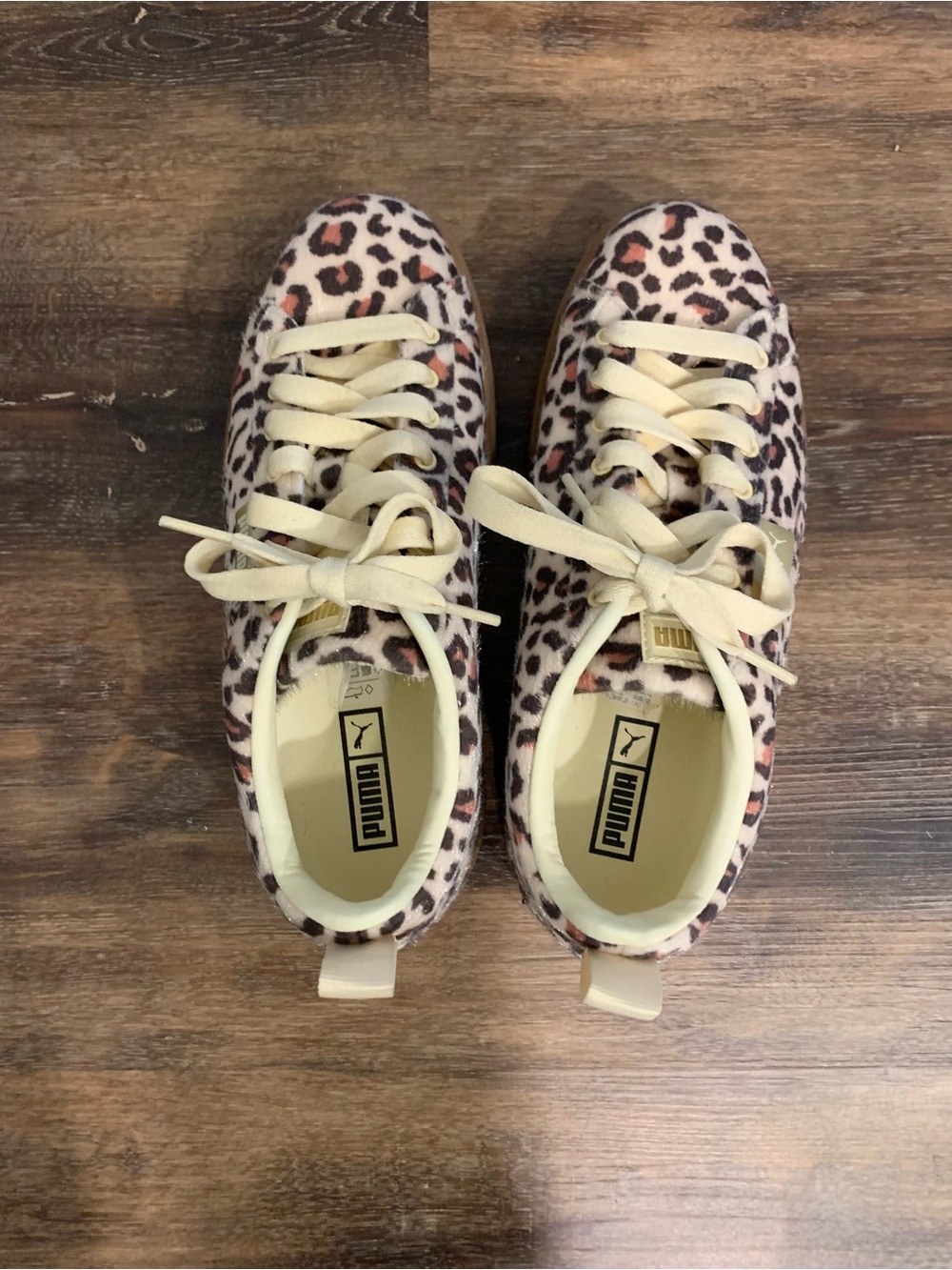 Puma Women's Leopard Print Suede Sneakers in Cream - Picture 3 of 5